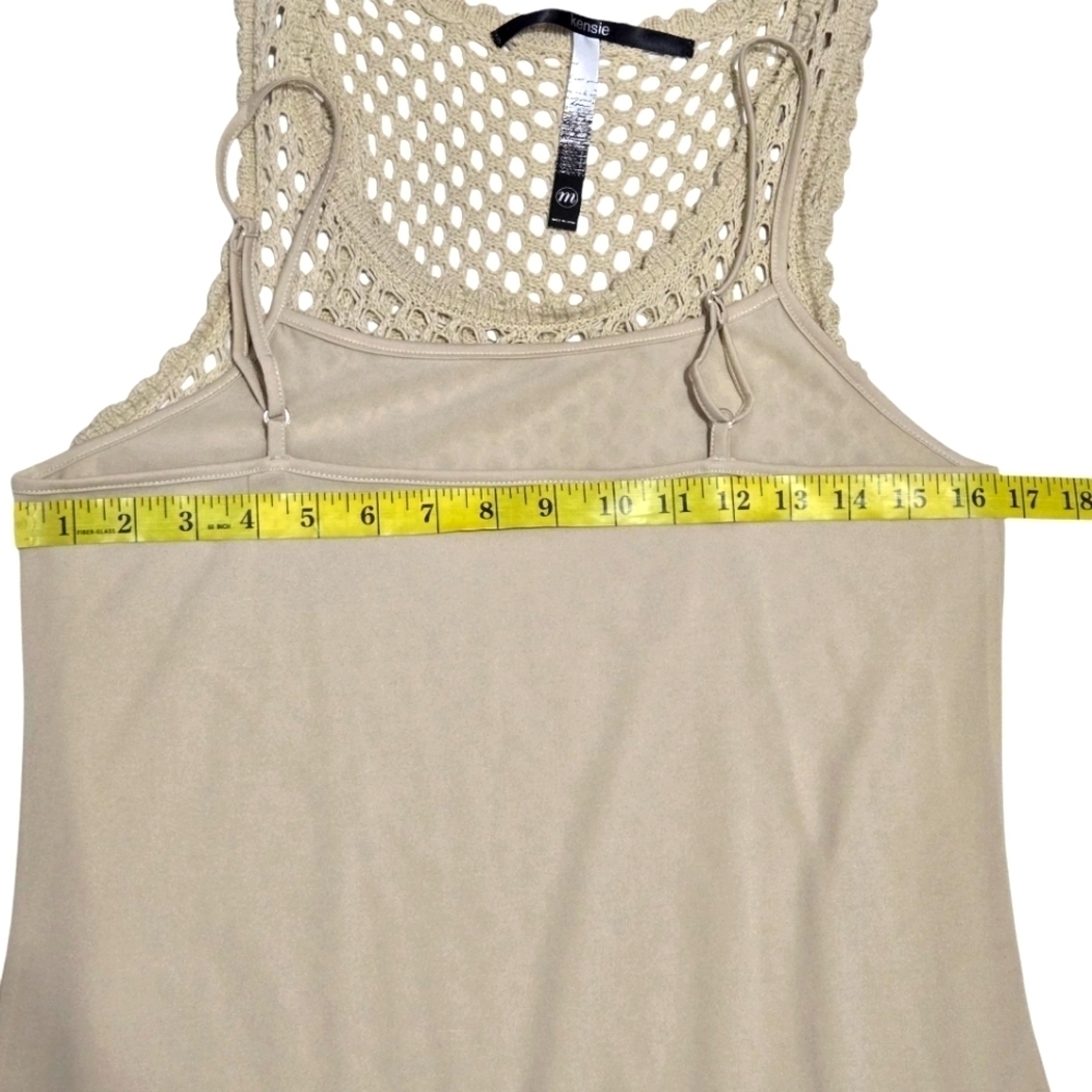 Kensi Lined Cream Crochet Sleeveless Summer Midi Dress Size Medium - Picture 7 of 11